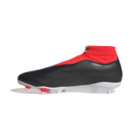 adidas Predator League Sans Lacets Gazon Naturel Chaussures de Foot (FG) Noir Blanc Rouge Vif