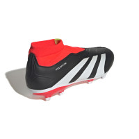 adidas Predator League Sans Lacets Gazon Naturel Chaussures de Foot (FG) Noir Blanc Rouge Vif