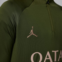Nike Paris Saint-Germain X Jordan Strike Survêtement 1/4-Zip 2023-2024 Enfants Vert Foncé Beige