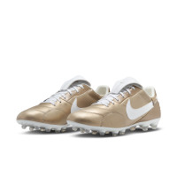 Nike Premier III Gazon Naturel Chaussures de Foot (FG) Doré Blanc