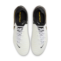 Nike Phantom GX II Pro Gazon Naturel Chaussures de Foot (FG) Noir Blanc Cassé Doré