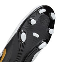 Nike Phantom GX II Club Gazon Naturel Gazon Artificiel Chaussures de Foot (MG) Enfants Noir Blanc Cassé Doré