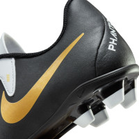 Nike Phantom GX II Club Gazon Naturel Gazon Artificiel Chaussures de Foot (MG) Enfants Noir Blanc Cassé Doré
