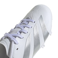adidas Predator League Gazon Naturel Chaussures de Foot (FG) Enfants Blanc Argenté