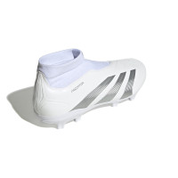 adidas Predator League Sans Lacets Gazon Naturel Chaussures de Foot (FG) Blanc Argenté