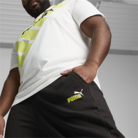 PUMA Essentials+ 2 Logo Pantalon de Jogging Noir Jaune Vif Blanc