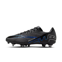 Chaussures de football Nike Zoom Mercurial Vapor 15 Academy Iron Nop (SG) antidérapantes, noires et bleues