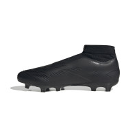 adidas Predator League Sans Lacets Gazon Naturel Chaussures de Foot (FG) Noir Gris Foncé