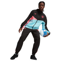 PUMA Manchester City Woven Pantalon d'Entraînement 2023-2024 Noir Bleu Clair Rose