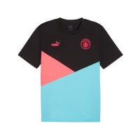 PUMA Manchester City Woven T-Shirt 2023-2024 Bleu Clair Noir Rose