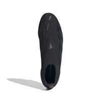 adidas Predator Elite Sans Lacets Gazon Naturel Chaussures de Foot (FG) Noir Gris Foncé