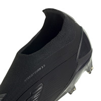 adidas Predator Elite Sans Lacets Gazon Naturel Chaussures de Foot (FG) Noir Gris Foncé