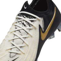 Nike Phantom GX II Elite Crampons Vissés Chaussures de Foot (SG) Pro Player Noir Blanc Cassé Doré