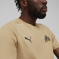 PUMA Olympique Marseille Casuals T-Shirt 2023-2024 Beige Noir