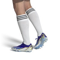 adidas X Crazyfast Messi Elite Gazon Naturel Chaussures de Foot (FG) Bleu Blanc Doré
