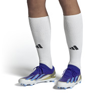 adidas X Crazyfast Messi League Gazon Naturel Chaussures de Foot (FG) Bleu Blanc Doré