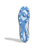 adidas X Crazyfast Messi Club Gazon Naturel Artificiel Chaussures de Foot (MG) Bleu Blanc Doré