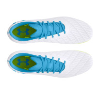 Under Armour Magnetico Select 3.0 Gazon Naturel Chaussures de Foot (FG) Blanc Bleu Vert