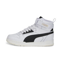 PUMA Rebound Game Baskets Enfants Blanc Noir Doré