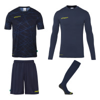 Uhlsport Prediction Ensemble Tenue Gardien de But Pack Enfants Bleu Foncé Jaune