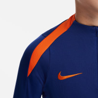 Haut d'entraînement Nike Netherlands Strike, ensemble pull 1/4 zippé 2024-2026 pour enfants, bleu et orange
