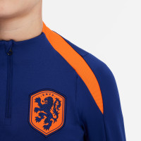 Pull en Haut d'Entraînement Nike Netherlands Strike 1/4-Zip 2024-2026 pour enfant, bleu et orange