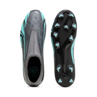PUMA Ultra Match Sans Lacets Gazon Naturel Artificiel Chaussures de Foot (MG) Enfants Gris Foncé Turquoise Noir