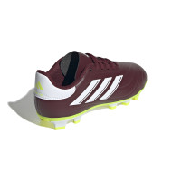 adidas Copa Pure 2 Club Gazon Naturel Gazon Artificiel Chaussures de Foot (MG) Enfants Bordeaux Blanc Jaune