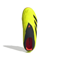 adidas Predator Elite Sans Lacets Gazon Naturel Chaussures de Foot (FG) Enfants Jaune Vif Noir Rouge