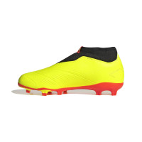 adidas Predator League Sans Lacets Gazon Naturel Chaussures de Foot (FG) Enfants Jaune Vif Noir Rouge
