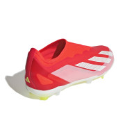 adidas X Crazyfast Elite Sans Lacets Gazon Naturel Chaussures de Foot (FG) Enfants Rouge Vif Blanc Jaune