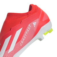 adidas X Crazyfast League Sans Lacets Gazon Naturel Chaussures de Foot (FG) Enfants Rouge Vif Blanc Jaune