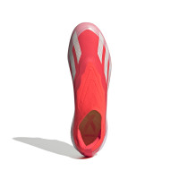 adidas X Crazyfast Elite Sans Lacets Gazon Naturel Chaussures de Foot (FG) Rouge Vif Blanc Jaune