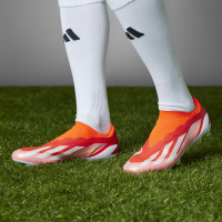 adidas X Crazyfast Elite Sans Lacets Gazon Naturel Chaussures de Foot (FG) Rouge Vif Blanc Jaune