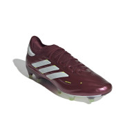 adidas Copa Pure 2 Elite KT Gazon Naturel Chaussures de Foot (FG) Bordeaux Blanc Jaune