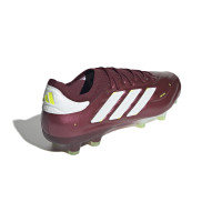adidas Copa Pure 2 Elite KT Gazon Naturel Chaussures de Foot (FG) Bordeaux Blanc Jaune