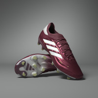 adidas Copa Pure 2 Elite KT Gazon Naturel Chaussures de Foot (FG) Bordeaux Blanc Jaune