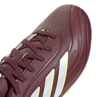 adidas Copa Pure 2 League Gazon Naturel Chaussures de Foot (FG) Enfants Bordeaux Blanc Jaune