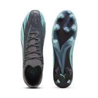 PUMA Ultra Ultimate Gazon Naturel Gazon Artificiel Chaussures de Foot (MG) Gris Foncé Turquoise Noir