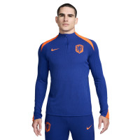 Haut d'entraînement Nike Netherlands Strike Elite avec fermeture éclair 1/4-Zip 2024-2026 Bleu Orange