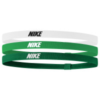 Bandeaux pour cheveux élastiques Nike, lot de 3, blanc, vert, noir