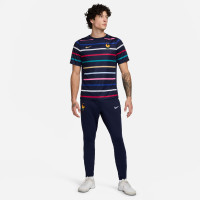 Nike Frankrijk Pre-Match Trainingsshirt 2024-2026 Donkerblauw Goud Multicolor