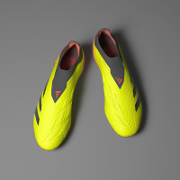 adidas Predator Elite Sans Lacets Gazon Naturel Chaussures de Foot (FG) Jaune Vif Noir Rouge