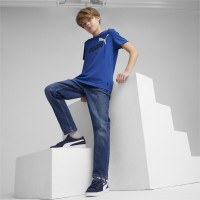 PUMA Essentials+ 2 Logo T-Shirt Kids Blauw Donkerblauw Wit