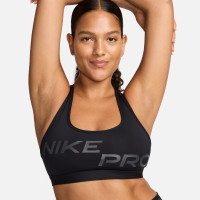 Brassière de sport à maintien léger Nike Pro Swoosh pour femmes, noir et gris