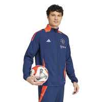 adidas Manchester United Présentation Veste d'Entraïnement 2024-2025 Bleu Foncé Rouge Argenté