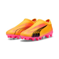 PUMA Ultra Match Sans Lacets Gazon Naturel Gazon Artificiel Chaussures de Foot MG Enfants Orange Noir Rose Voetbalshop.be