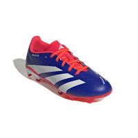 adidas Predator League Gazon Naturel Chaussures de Foot (FG) Enfants Bleu Blanc Rouge