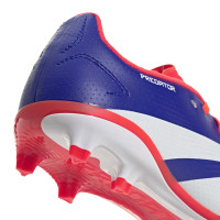 adidas Predator League Gazon Naturel Chaussures de Foot (FG) Enfants Bleu Blanc Rouge