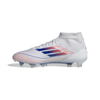 adidas F50 Pro Mid Gazon Naturel Chaussures de Foot (FG) Blanc Rouge Bleu